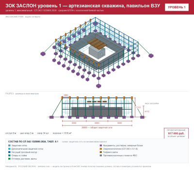 ЗОК ЗАСЛОН уровень 1 — артезианская скважина, павильон ВЗУ 